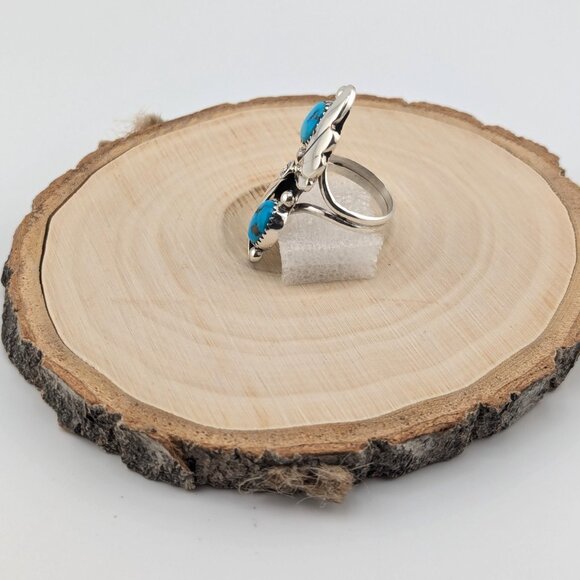 Handmade Navajo Kingman Turquoise Stone Rings Native American Jewelry Sz 6.25US* - Picture 6 of 7